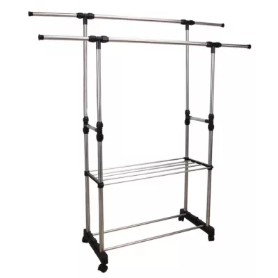 TEMPO KONDELA Sebo pojazdný stojan na šaty nerezová / čierna