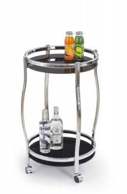 HALMAR Bar-8 servírovací stolík na kolieskach čierna / chróm