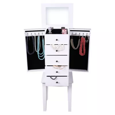 TEMPO KONDELA Dinis šperkovnica so zrkadlom biela