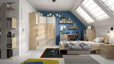 BLACK RED WHITE Namek študenstká izba buk iconic / biely lesk / sivá