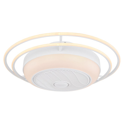 Globo LED stropný ventilátor Romario Ø 76cm, 3 kruhy CCT