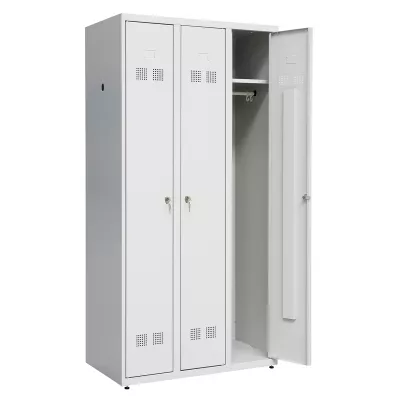 NABBI SUPE 300-03 kovová šatňová skriňa s tromi komorami svetlosivá