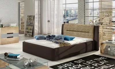 NABBI Portima 160 čalúnená manželská posteľ tmavohnedá / cappuccino