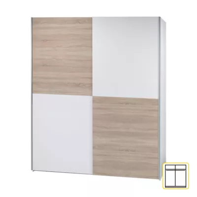 TEMPO KONDELA Victor 2 New 2D šatníková skriňa s posuvnými dverami biela / dub sonoma