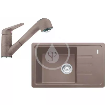 FRANKE FRANKE - Sety Kuchyňský set G118, fragranitový dřez BSG 611-62, tmavě hnědá + baterie FC 9547.070, chrom/tmavě hnědá (114.0440.851)