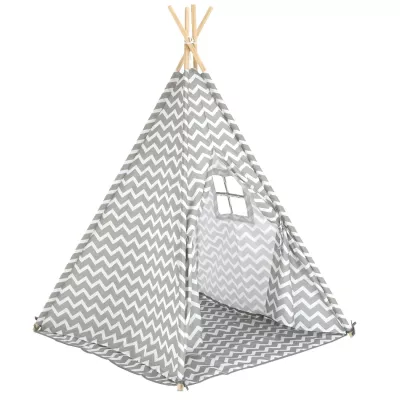 Tempo Kondela, Detský stan-teepee, sivá/biela/vzor, ETENT