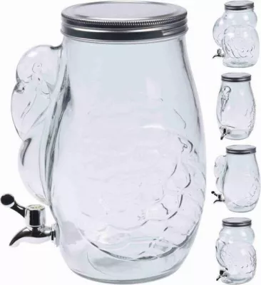 Nádoba s kohútikom 4L, v dizajne tukan/plameniak - mix