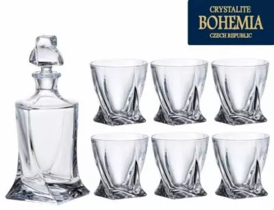 Fľaša na whisky + pohár 6ks QUADRO PREMIUM