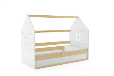 BMS Detská posteľ domček DOMI 1 borovica s úložným priestorom Farba: Borovica / biela