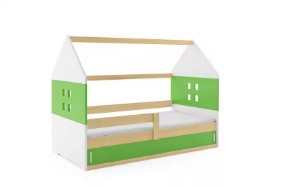 BMS Detská posteľ domček DOMI 1 borovica s úložným priestorom Farba: Borovica / zelená
