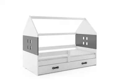 BMS Detská posteľ domček DOMI biela so zásuvkou Farba: biela / sivá