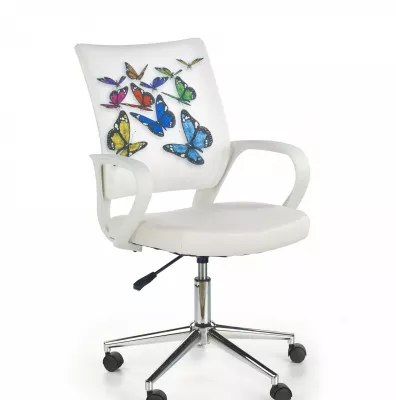 Detská stolička: HALMAR IBIS BUTTERFLY HALMAR - poťahový materiál: eco koža/ tkanina - viacfarebná