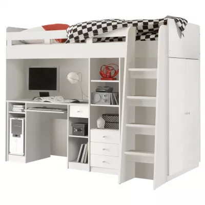 Vysoká Posteľ unit so stolíkom A skrinkou