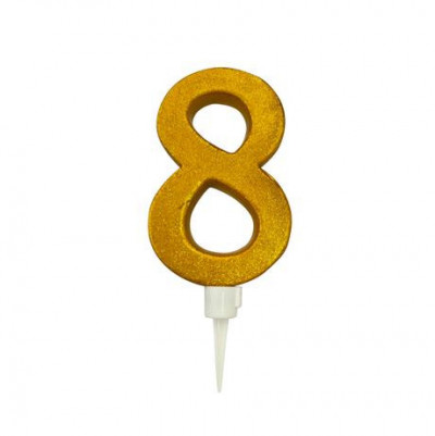 TORO Tortová sviečka číslica "8" TORO zapichovacia 16cm, zlatá