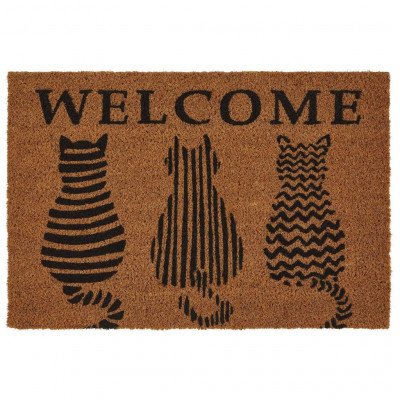Rohožka Welcome Cats, 40/60cm, Hnedá